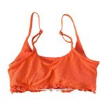 Aerie New Women’s Swimsuit Top Ribbed Lettuce Hem Size M Longline Bikini Orange Photo 3