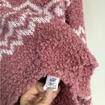 Hippie Rose  Womens Fuzzy Turtleneck Soft Pink White Pullover Sweater Sz M Photo 2