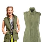 CAbi Green Utility Vest with High Collar and Epaulettes Photo 1