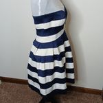 Sans Souci NWT blue and white striped fit& flare mini dress size large Photo 6