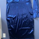 Women's Satin One Shoulder Cut Out Long Sleeve Bodycon Sexy Mini Dress M Blue Size M Photo 7