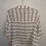 St. Tropez Linen Lace Striped Button-Up Shirt Photo 1