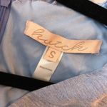 Hutch Womens Midi Dress Smocked Waist Puff Short Sleeve V-Neck Zip Back Blue S Photo 3