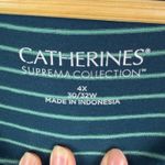 Catherines  Suprema Teal Striped Top Size 4X Stretch Comfort Lounge Everyday Photo 4