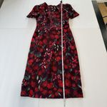 Calvin Klein Purple Red Floral Stretch Crepe Puff Sleeve Sheath Dress Size 2 Photo 13