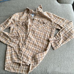 RSQ  Tan and Brown Plaid Flannel Long Sleeve size medium Photo 4