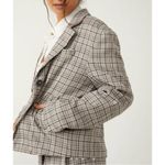 Free People  Cali Plaid Blazer Neutral Grey Sz XL Photo 6