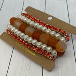 Stackable Bracelet Set: Orange Sea Glass, Pearls, and Crystal Bracelets Photo 2