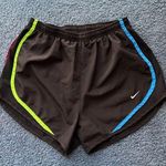 Nike Dri-Fit Women’s Black Rainbow Striped Athletic Running Shorts Photo 0