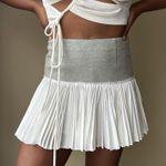 INTERMIX Derek Lam 10 Crosby Grey and White Cotton Pleated Mini Skirt Size 6 Gray Photo 0