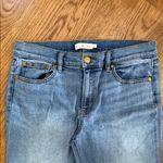 Tory Burch  Embroidered Hem Jeans Women’s Size 29 Light Wash Straight Leg Raw Hem Photo 2