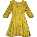 Nicholas Yellow Floral Print Ruched Tie Front Midi Dress Puff Sleeve sz 8 Boho Photo 10