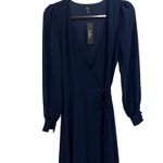 Lulus  Navy Blue Wrap Maxi Dress Long Sleeve Button Cuff Formal Evening Size XS Photo 2