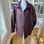 Vintage 70s 80s Salon Studio Burgundy Oxblood Leather Chore Coat Jacket Sz XL Red Photo 3