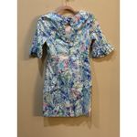 Lilly Pulitzer Size 00 Fiesta Stretch Dress Coastal Blue Lion Around Ruffle Photo 2
