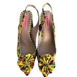 Betsey Johnson  Nettie Marigold Yellow Floral Point Toe Slingback Block Heel Photo 1