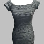 Brat Star  On/ off Shoulder Black Textured Dress Photo 0