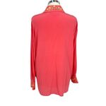 Diane Von Furstenberg  Vintage Floral Embroidered Silk Button-Up Blouse Large Photo 9