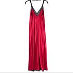 Oscar de la Renta  Red Satin Maxi Slip Dress Sz Medium Lace Mesh Sexy Photo 1
