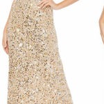 Mac Duggal NEW  Square neck Gold Sequined Low Back Slip Gown Sz 8 Photo 0