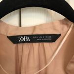 ZARA Oversized Gold Satin V Neck Blouse Size S Photo 3