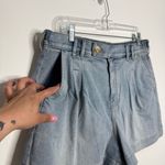 NWT Upwest Pleated Front High Waisted Denim Shorts Light Wash Size Large Blue Photo 3
