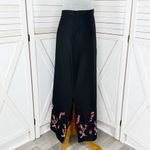 British Khaki  Beaded Floral Botton Twill Pencil‎ Maxi Skirt Black 10 Photo 2