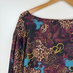 Catherines  Black Label Paisley Leopard Print Blouse 4X Lightweight Sheer Fall Photo 2