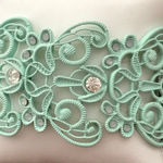 Stretchy Filigree Mint Green Bracelet with Rhinestones Photo 0
