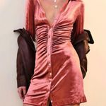 Free People Velour Collared Shayla Mini Dress Button Up Size Small *Rare Black Photo 0