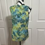 Pendleton  Blue and Yellow Ruffled Sleeveless Button Front Blouse Photo 2