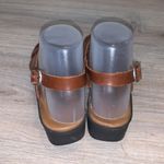basic editions  brown leather buckle block heel sandals Photo 1