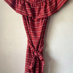 Loft Beach Ruffled Off Shoulder Dress Cover Up Mini Striped Tie Waist Small NWT Photo 5