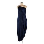 Lulus Law of Attraction Navy Blue One-Shoulder Asymmetrical Midi Dress XS Photo 3