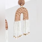Torrid Gold White Beaded Arch Hammered Metal Statement Fringe Stud Earrings Photo 8