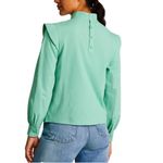 Everlane NWT  The Wing Shoulder Mock Neck Ruffle Long Sleeve Blouse Green Size 8 Photo 1