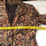 Vintage Funky Retro Brown paisley blazer button fitted office siren jacket long sleeve boho western indie Size M Photo 5