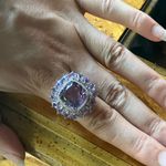 Natural Rose de France Amethyst Sterling Silver Cocktail Ring Size 9 Photo 3