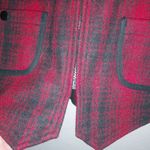 Woolrich  M Wool Sleeveless Red Tartan Plaid Zip Front Pocketed Vest Photo 4
