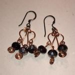Elegant Copper and Black Metallic Gray Beaded Boho Dangle Earrings Brown Photo 4
