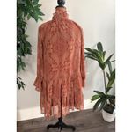 Versona Womens Paisley Print Tiered Ruffle Neck Tie Mini Dress Small Orange Photo 2