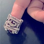 Purchased in Italy Handcrafted Silver Honeycomb Heart Bead Leather Wrap Ring Photo 4