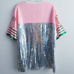 Sequin Jersey Graphic Short Sleeve Shirt Dress Pink Size M Photo 5