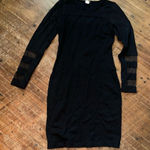 Venus  scoop neck black knit M semi sheer sleeves mini dress Photo 0