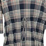 Bobbie Brooks Women Shirt Dress 3X Navy Plaid Drawstring Waist Cozy Preppy Chic Blue Photo 6