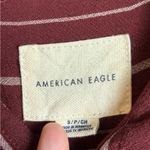 American Eagle  Striped Tie Front Button Up Collared Long Sleeve Shirt Size Small Photo 3