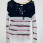 Hollister  red white and blue American flag pattern open weave sweater. Size XS Photo 3