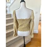 Urban Outfitters  Mustard Yellow Gingham Shirred Puff Sleeve Milkmaid Top Photo 2