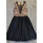 Venus  Women’s Black & Tan Formal, Party, Cocktail Mini Dress With Lace. Sz 2 Photo 1
