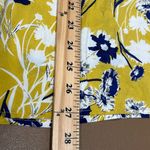 Kori  AMERICA size small mustard blue floral cold shoulder top lace detail button Photo 2